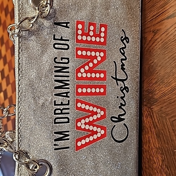 NWT Insulated Wine Bag and Bottle Stopper, Silver Glitter - Picture 2 of 5